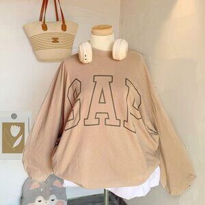 Sap Flames Graphic Sweatshirt Oversized Tan